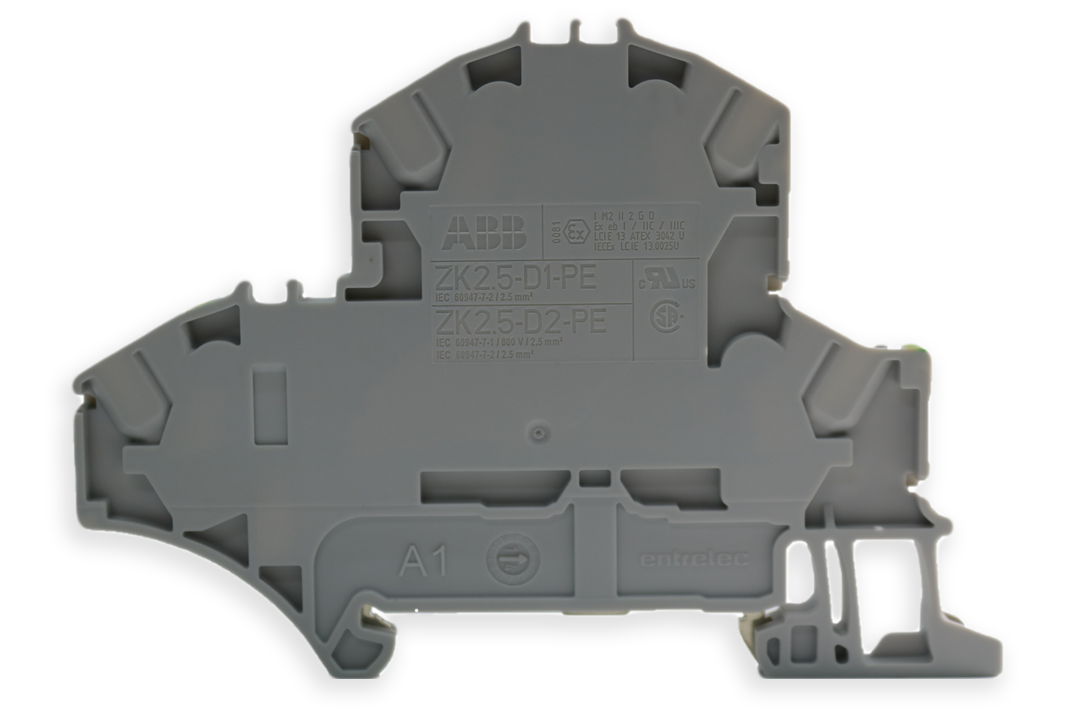 ABB ZK2.5-D1 PI -PE, Bloque de terminales Doble  Gris